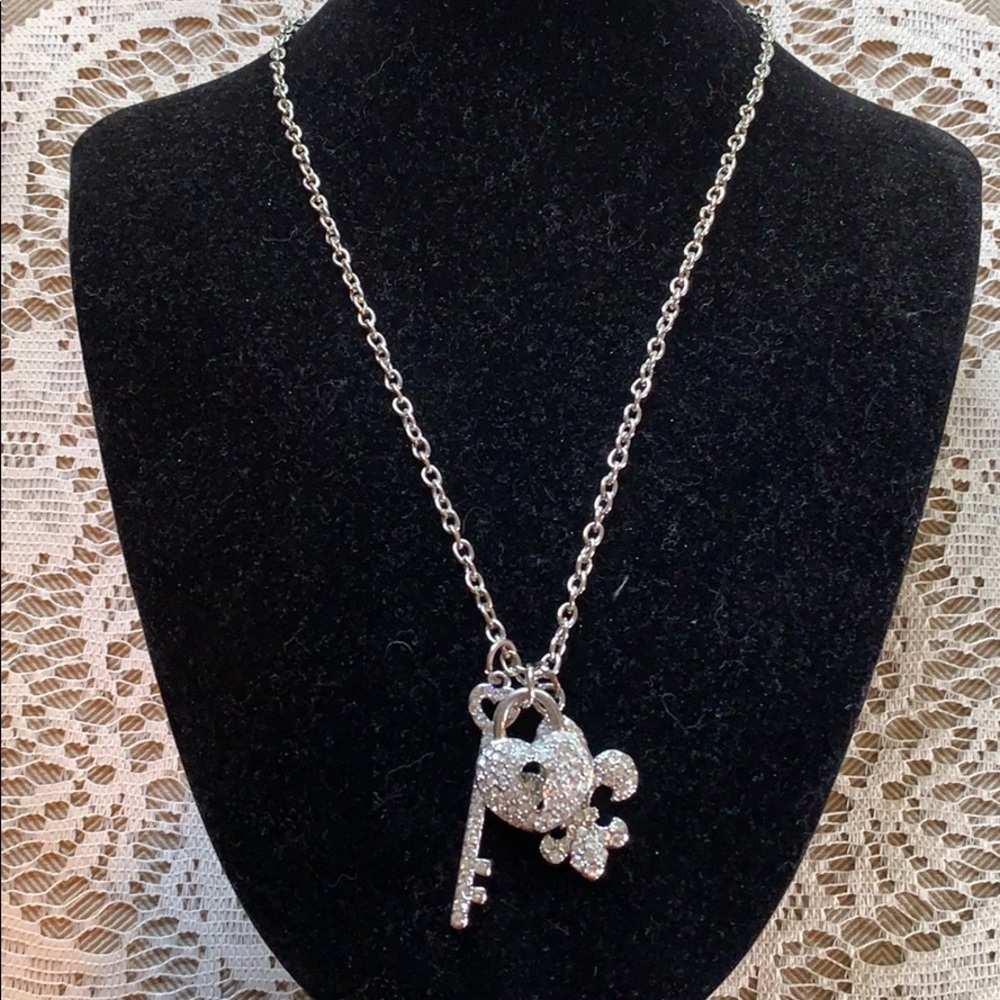 Pave Rhinestone Charm Necklace